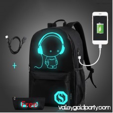 ENJOY USB Charge Cool Boys School Backpack Luminous School Bag Music Boy Backpacks Black Gray